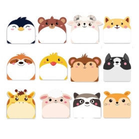 Lot de 12 notes autocollantes pour enfants - Bloc-notes mignons - Bloc-notes autocollants - Pour les étudiants - Idéal pour le b