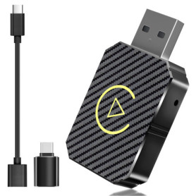 Adaptateur CarPlay sans Fil pour Apple iPhone, Adaptateur sans Fil carplay avec câble d'extension USB & USB-C/Type-C, Compatible