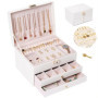 LELYFIT Boîte à Bijoux pour Femme, 3 Couches Rangement Bijoux, Coffret Bijoux de Voyage, Organisateur à Bijoux Verrouillable, Je