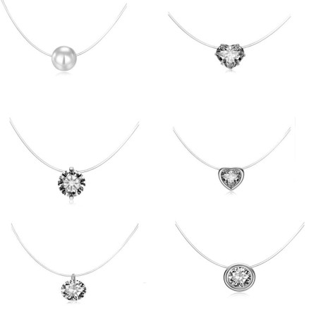 Floatdream 6 Pièces Collier Invisible en Fil de Nylon, Collier Collier Transparent Invisible, Collier de perles Transparent en Z