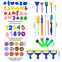 Surplex 65 Pièces Peinture éponge Lot de pinceaux, Brosses de Peinture pour Enfants Maternelle Artisanat Art DIY Peinture d'appr