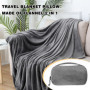 Couverture De Voyage 2En1, Couverture d'avion, Couverture Et Oreiller De Voyage, Plaid De Voyage Ultra Légère, Compacte Et Compa