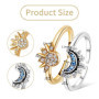 2 Pièces Bague Lune Soleil Kit, Bague Femme Réglable, Bague Anti Stress, Anneaux Ouvert Cadeau pour Femmes, Filles