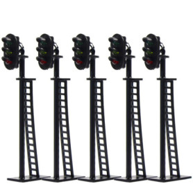 JTD04 Lot de 5 Feux de signalisation pour modélisme ferroviaire Vert/Jaune/Rouge Ho 6,8 cm 12 V LED