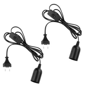 NVIYAM Douille E27 avec Fil, 2 Piecès Douille E27 avec Interrupteur, 2M Cable, Douille E27 avec Interrupteur, pour Lampadaires L