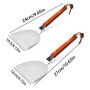 Spatule BBQ 2 pièces Spatule à Gril Spatule Barbecue Plancha Barbecue Plate Spatule en Acier Inoxydable avec Manche en Bois Spat
