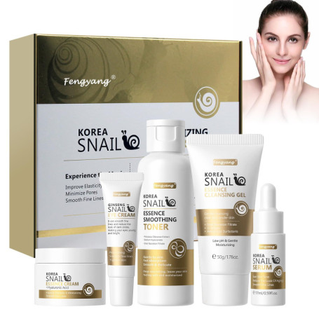 Fengyang® Coffret 5 Pcs Snail Facial Skincare, Set De Sérum A La Mucine D'escargot, Set De Soins Du Visage Pour Adolescentes, Am
