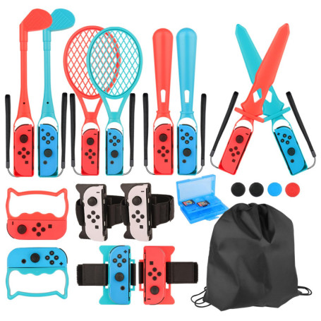RTop 20 en 1 Kit d'accessoires de Sport Switch pour Nintendo Switch Sports, Manettes Switch Joy-Con Grips, Kit d'accessoires pou