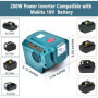 TPDL Onduleur de puissance 200 W pour batterie Makita 18 V, onduleur de batterie DC 18 V vers AC 240 V/220 V avec lumière, adapt