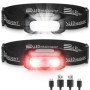 EOIWUY Lampe Frontale, [Lot de 2] Lampe LED Frontale Ultra Puissante Rechargeable avec 5 Modes, Lumière Blanche et Rouge & Étanc