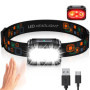 ISEYOU Lampe Frontale LED Ultra Puissante, Lampe Frontale Rechargeable avec Lumière Rouge & Capteur de Mouvement, 5 Modes d'Écla