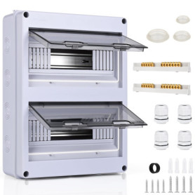 Weinsamkeit Coffret Electrique Etanche, Tableau Electrique avec 2 Rangées 24 Modules, Coffret de Répartition avec Bornes en Lait