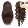 Tête de mannequin de 45 cm environ, cheveux 100% naturels avec fixation type serre-joint
