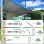 ZZQVIP Kit Fixation Voile d'Ombrage 44 PCS, M6 Acier Inoxydable avec 4 Tendeurs 4 Mousquetons 4 Plaques Murales 16 Vis et 16 Che