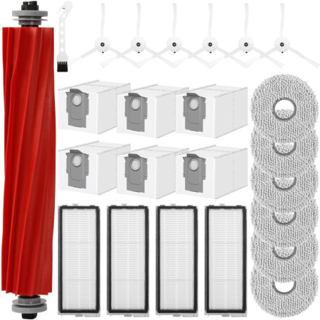 Kit d'accessoires pour Roborock Qrevo S/QRevo Pro/QRevo MaxV Robot Pièces de Rechange 1 Brosse Principale, 4 filtres HEPA, 6 ser