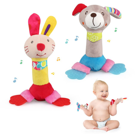 JoyPlus Hochet Bébé Jouet, Jouets D'éveil Bebe 0 3 6 12 Mois, Jouet de Peluche Hochets, Montessori Sensoriels Jouet Eveil Bebe, 