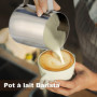 Pichet Mousseur à Lait pour Machine à Café,Pichet à Lait en Acier Inox 304 de 350 ml/12 oz,Accessoires de Barista en Métal pour 