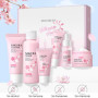 Fengyang® 6Pcs Set de Soins, Sakura Ensemble De Soins De La Peau, Soins Du Visage À Texture Rafraîchissante, Kit de Soins de La 