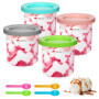 Luazvilkpsar 4 Pièces Récipients à Crème Glacée de Rechange, 16oz Récipient à Glace Ninja Compatible avec NC301 NC300 NC299AMZ, 