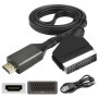 LNGJIN Cable Peritel HDMI,Convertisseur Péritel vers HDMI,Convertisseur Vidéo Audio,Adaptateur HDMI Peritel pour DTV STB VHS VCR