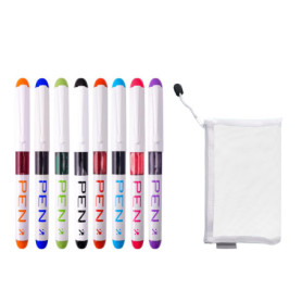 TAFACE Lot de 8 stylos de couleur avec 1 étui à stylo, stylos à encre multicolores à pointe fine, crayons de calligraphie à écri