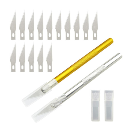 Couteau à découper 2 pièces, lames de rechange de 15 pièces, couteau de coupe en métal, ouvre-lettre fin, couteau fait main bric