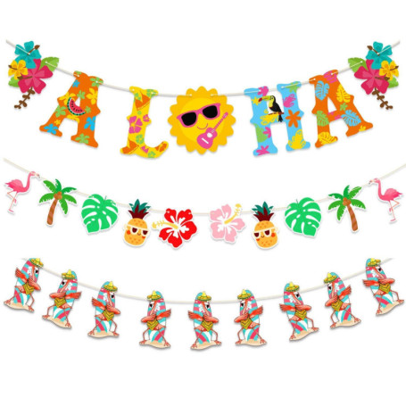 3 Drapeaux À Tirer De Décoration De Fête De Jardin, Bannières De Décoration De Fête De Plage, Guirlandes De Décoration De Fête, 