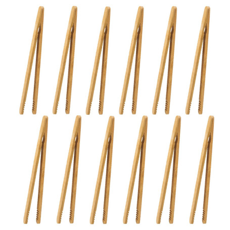 Pince à Grille Pain, Lot de 12 Pince en Bambou Pinces de Cuisine Réutilisables 18 cm Pince à Thé pour Attraper facilement les To