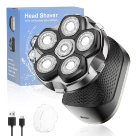 Rasoir Tete Chauve Homme, Rasoir Electriques Hommes, 6D Flexible Tête de Rasage, Tête Magnétique, Utilisable à sec et Sous L'eau