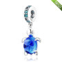 As shown in figure 2022 été Bleu en Verre de Murano Tortue de mer balancent Perle 925 Argent Bricolage Convient pour Original Pa
