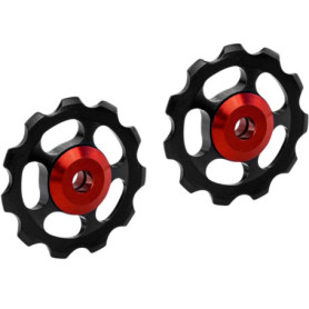 Lot de 2 poulies de dérailleur arrière, 2 pièces en alliage d'aluminium pour vélo de route, VTT, roues jockey, poulie de guidage