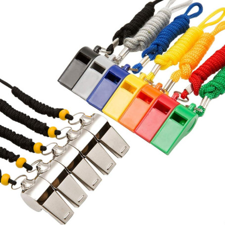 Hipat Lot de 12 sifflets de sport avec cordon, sifflet sonore fort et net idéal pour les entraîneurs, les arbitres et les offici