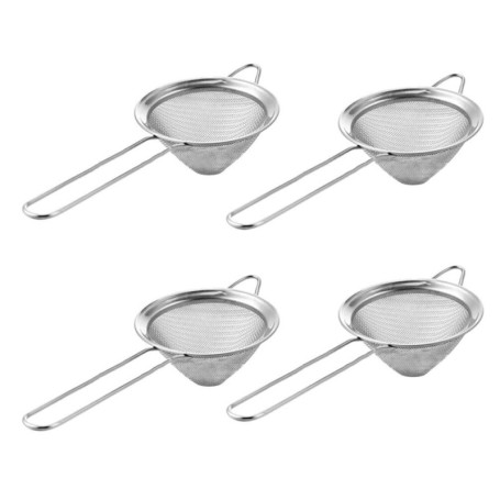 HEMOTON Lot de 4 passoires à Cocktail en Acier Inoxydable à Mailles Fines (8,5 cm)