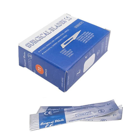 ABMRO 100 Pièces Stérile #11 Lames Chirurgicales Médicales Lame De Rasoir Pour Dentaire, Dermaplaning, Dissection, Podiatrie, To
