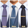 3 Pièces Pince Cravate Homme Pince a Cravate Homme Pince à Cravate Classiques Or Argent Noir pour Affaires Travail Mariage Anniv