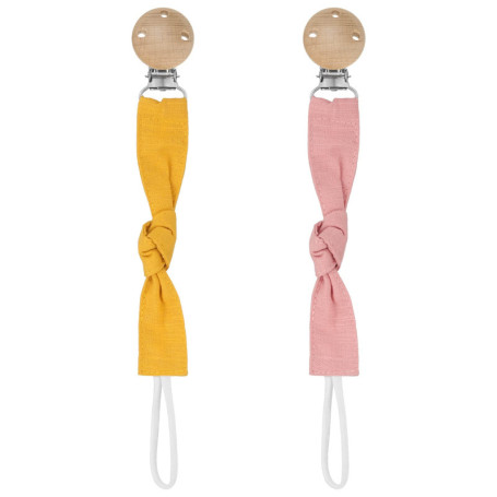 Hugttt Attache Tetine Tissu, 2 Pièces Attache Sucette Fille Garçon Accroche Tetine Bois, Pacifier Chain Chaîne de Tétine pour Bé