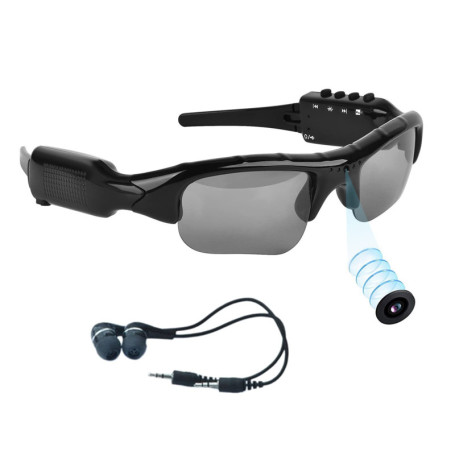 Hereta Lunettes de Soleil Bluetooth 5 m avec Carte Micro SD Extensible jusqu'à 32 Go avec MP3 + Bluetooth + Appareil Photo + Fon
