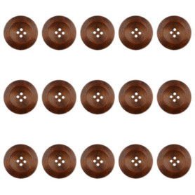 Lot de 15 Boutons en Bois à Quatre Yeux Avec Bords Ronds - Pour Cardigan, Tricot, Couture, Crochet (25 mm)