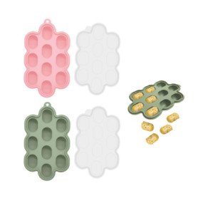 Lot de 2 bacs à glaçons, récipients pour bouillie congelée, bac à glace, moule à glaçons en silicone, moule à glace avec couverc