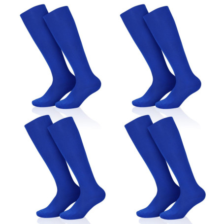 SKHAOVS 4 Paires Chaussettes de Football Enfant, Chaussette Foot Bleues pour Garçons Filles, Chaussettes Hautes de Sports Chauss