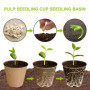 50 Pièces Pot Semis Biodégradable 8cm Bassin de Greffe en Fibresrond Pots de Semis Pots de Plantes avec 50 Étiquettes de Plantes