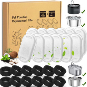 Amzeeniu Filtre Fontaine eau Chat,24 Packs Filtre Fontaine Chat,Remplacement de la Fontaine de Chat,Filtres De Remplacement pour