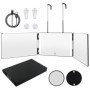 MXTIMWAN Miroir 360 Degrés, Miroir 360°Coiffure, Miroir 3 Faces Barbier Pliable & Réglable, Miroir 360° Coiffure Homme, Miroir B
