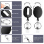 3 Pièces Porte Clef Retractable Mousqueton, MXTIMWAN Rétractable Porte Badge Porte Clef Enrouleur Cable Acier 60cm Porte-clés Ré