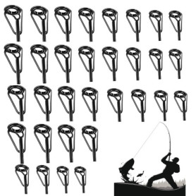 32 Pièces Kit de Anneau de Pointe de Canne à Pêche Réparation, Anneaux de Pointe Kit de réparation, Anneaux de Guides d'oeil de 