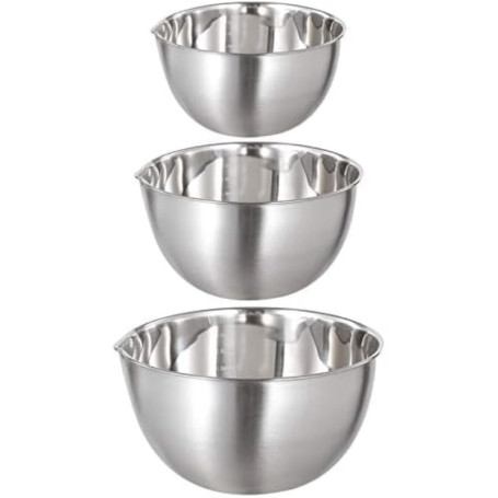 FAB4HOME Lot de 3 Bols Mélangeurs en Acier Inoxydable Saladier avec Bec Verseur et Mesure Bol en inox Bol de Cuisine 1,5L/ 3L/ 5