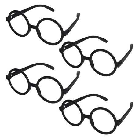 TYFGRT Lot De 4 Lunettes pour Enfants, Lunettes À Monture Ronde, Lunettes sans Verres, Accessoires De Lunettes De Déguisement, A