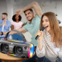 Machine de karaoké avec 2 haut-parleurs de microphone sans fil, un système de sonorisation Bluetooth portable pour adultes et en