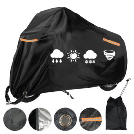 USHOP Housse de Protection pour Moto,Housse de Motos extérieure XXL,Tissu Oxford 210D,Protection UV,avec Bandes réfléchissantes,