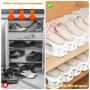 10PCS Support à Chaussures Réglable - Organiseur et Empileur Pour Gain de Place - Matériau PP
